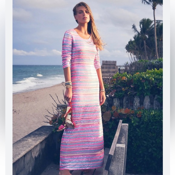 NWT LoveShackFancy Avalyn Sequin Stripe Dress size 4 - Picture 5 of 5